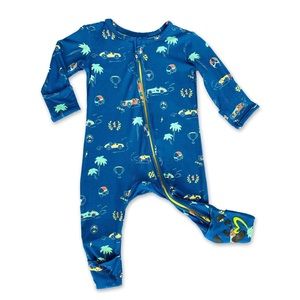 Monaco Blue Bamboo Convertible Footie Zippy - 2/3T